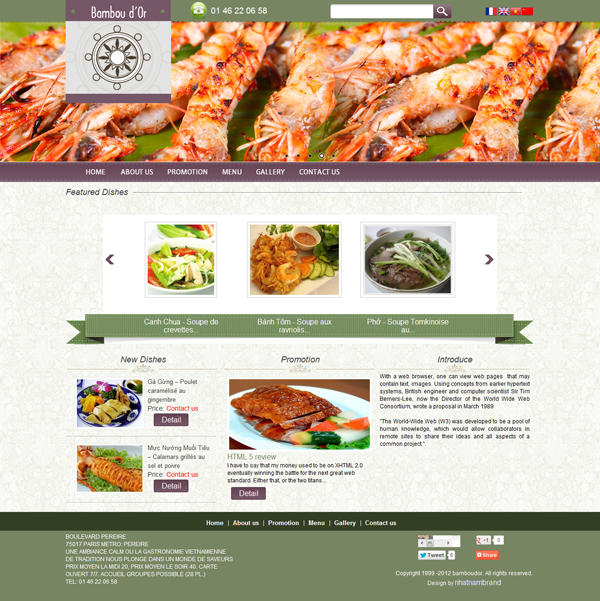 Thiết kế website nhà hàng Bambou d'Or tại Pháp