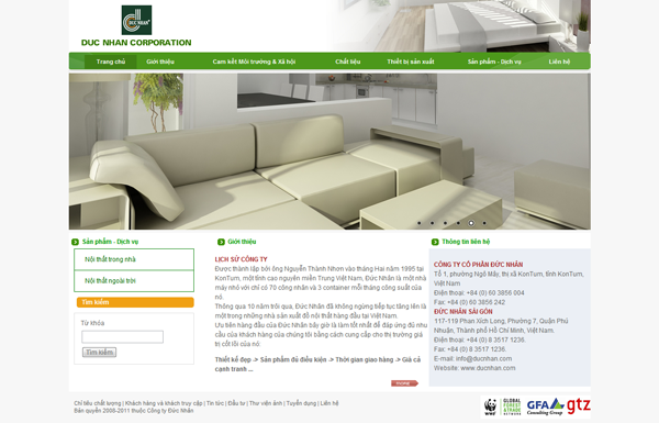 Thiết kế website Công ty sản xuất đồ nội thất Đức Nhân