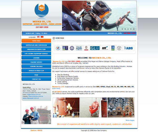 Thiết kế website sữa chữa tàu biển công Nice Sea