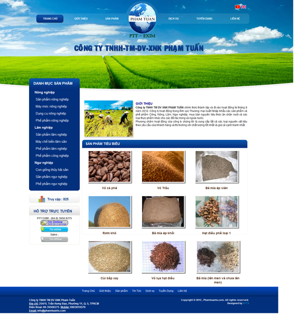 Thiết kế website xuất nhập khẩu nông sản Công ty Phạm Tuấn