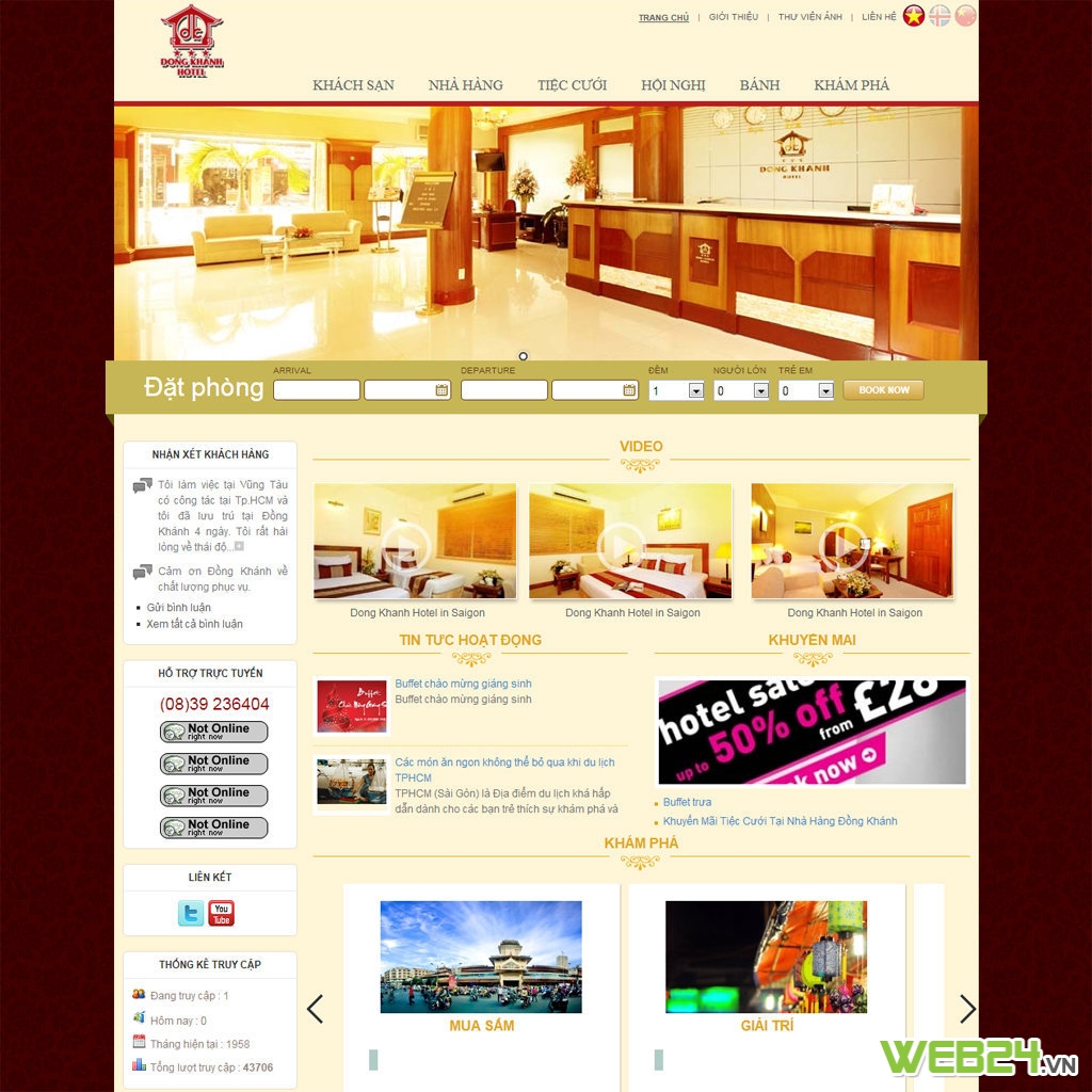 Thiết kế web nhà hàng, khách sạn Đồng Khánh