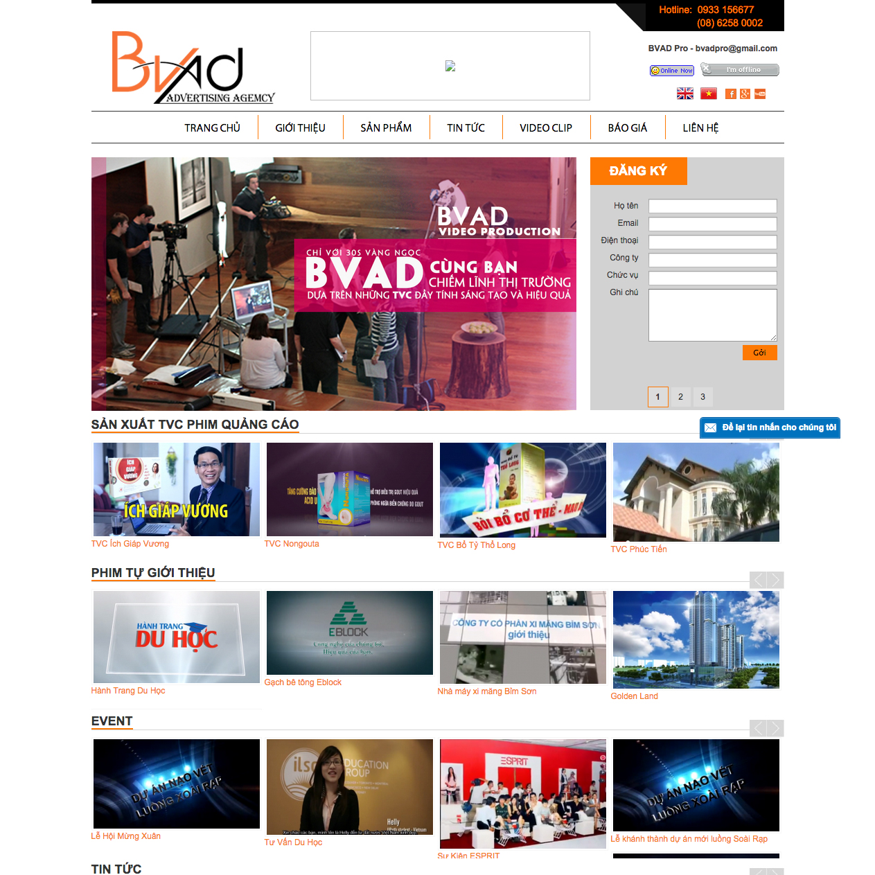 Thiết kế web công ty truyền thông BVAD