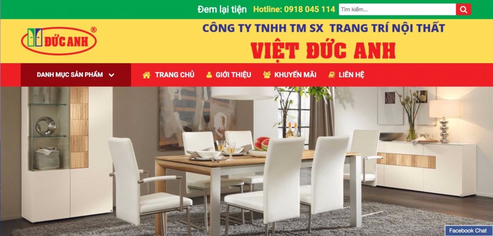 Thiết kế website nhôm, inox  Công ty Việt Đức Anh