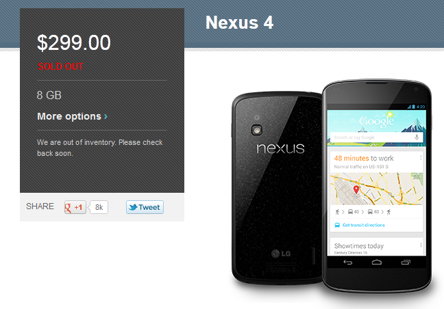 Nexus 4 của Google lại tiếp tục "cháy hàng"