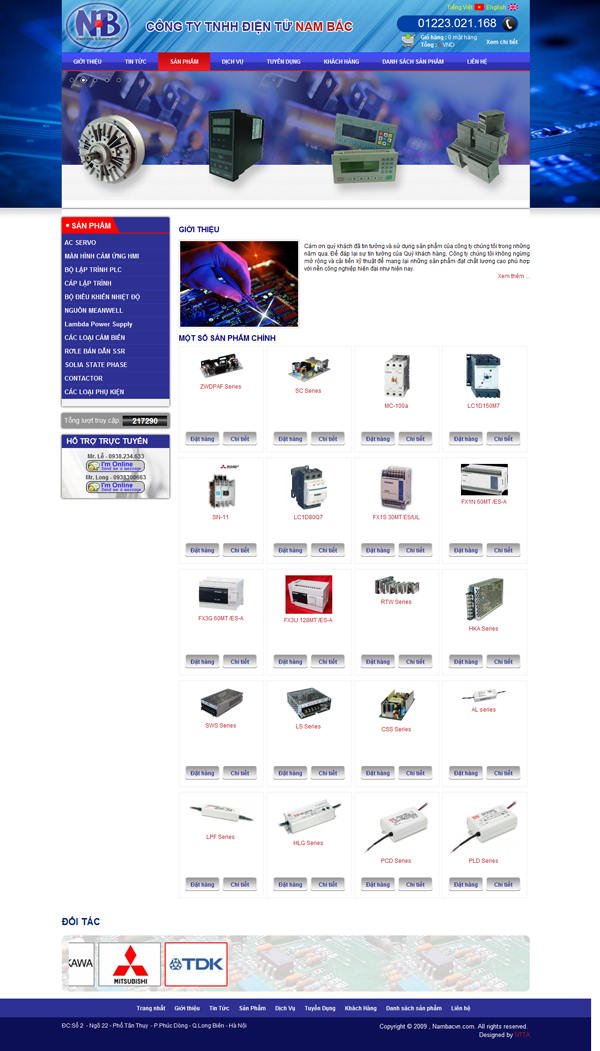 Thiết kế website thiết bị điện tử công ty Nam Bắc