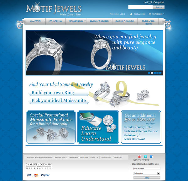 Thiết kế website trang sức, đá quý công ty Motif Jewels